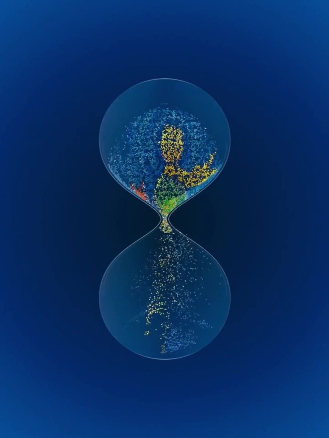 图片化作彩色细沙,穿过透明沙漏